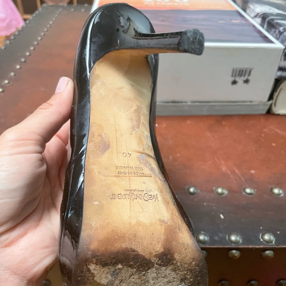 YSL Vintage Black Patent Leather Heels 40 10 - Picture 6 of 8